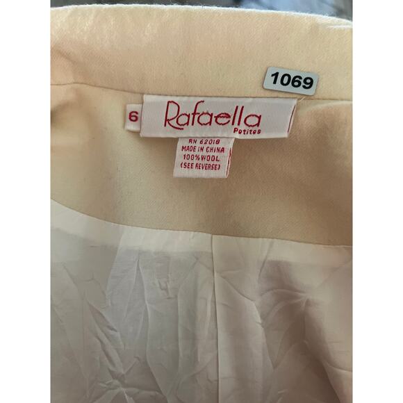 Vintage Rafaella women sz 6 petite 100% wool cream blazer jacket 1069 - Picture 6 of 7